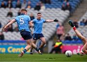 24 March 2024; Cian Murphy of Dublin scores his side's third goal, in the 46th minute, during the Allianz Football League Division 1 match between Dublin and Tyrone at Croke Park in Dublin. Photo by Ray McManus/Sportsfile