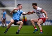 24 March 2024; Brian Fenton of Dublin is tackled by Brian Kennedy of Tyrone during the Allianz Football League Division 1 match between Dublin and Tyrone at Croke Park in Dublin. Photo by Ray McManus/Sportsfile