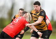 24 March 2024; Neil Reilly of Ashbourne is tackled by Billy O'Shea of Cill Dara during the Bank of Ireland Provincial Towns Cup Third Round match between Cill Dara RFC and Ashbourne RFC at Cill Dara RFC in Kildare. Photo by David Fitzgerald/Sportsfile