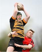 24 March 2024; Colm Craigie of Ashbourne in action against Leon Murphy of Cill Dara during the Bank of Ireland Provincial Towns Cup Third Round match between Cill Dara RFC and Ashbourne RFC at Cill Dara RFC in Kildare. Photo by David Fitzgerald/Sportsfile