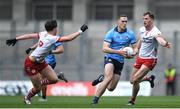 24 March 2024; Brian Fenton of Dublin in action against Aodhan Donaghy, left, and Brian Kennedy of Tyrone during the Allianz Football League Division 1 match between Dublin and Tyrone at Croke Park in Dublin. Photo by Shauna Clinton/Sportsfile