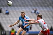 24 March 2024; Cian O'Connor of Dublin is tackled by Tiernan Quinn of Tyrone during the Allianz Football League Division 1 match between Dublin and Tyrone at Croke Park in Dublin. Photo by Ray McManus/Sportsfile