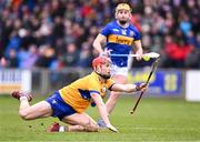 24 March 2024; Darragh Lohan of Clare in action against Conor Stakelum of Tipperary during the Allianz Hurling League Division 1 semi-final match between Clare and Tipperary at Laois Hire O'Moore Park in Portlaoise, Laois. Photo by Piaras Ó Mídheach/Sportsfile