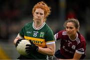 24 March 2024; Louise Ní Mhuircheartaigh of Kerry in action against Kate Geraghty of Galway during the Lidl LGFA National League Division 1 Round 7 match between Kerry and Galway at Fitzgerald Stadium in Killarney, Kerry. Photo by Brendan Moran/Sportsfile