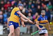 24 March 2024; David Fitzgerald of Clare scores his side's first goal during the Allianz Hurling League Division 1 semi-final match between Clare and Tipperary at Laois Hire O'Moore Park in Portlaoise, Laois. Photo by Piaras Ó Mídheach/Sportsfile