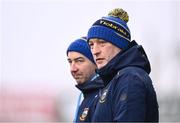 24 March 2024; Tipperary manager Liam Cahill with Tipperary selector Mikey Bevans, left, during the Allianz Hurling League Division 1 semi-final match between Clare and Tipperary at Laois Hire O'Moore Park in Portlaoise, Laois. Photo by Piaras Ó Mídheach/Sportsfile