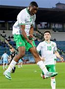 22 March 2024; Sinclair Armstrong of Republic of Ireland celebrates after scoring his side's first goal during the UEFA European Under-21 Championship qualifier match between San Marino and Republic of Ireland at San Marino Stadium in Serravalle, San Marino. Photo by Roberto Bregani/Sportsfile