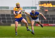 24 March 2024; Shane Meehan of Clare in action against Craig Morgan of Tipperary  during the Allianz Hurling League Division 1 semi-final match between Clare and Tipperary at Laois Hire O'Moore Park in Portlaoise, Laois. Photo by John Sheridan/Sportsfile