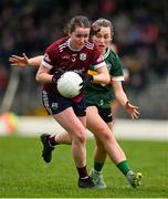 24 March 2024; Nicola Ward of Galway in action against Niamh Carmody of Kerry during the Lidl LGFA National League Division 1 Round 7 match between Kerry and Galway at Fitzgerald Stadium in Killarney, Kerry. Photo by Brendan Moran/Sportsfile