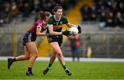 24 March 2024; Lorraine Scanlon of Kerry in action against Kate Geraghty of Galway during the Lidl LGFA National League Division 1 Round 7 match between Kerry and Galway at Fitzgerald Stadium in Killarney, Kerry. Photo by Brendan Moran/Sportsfile