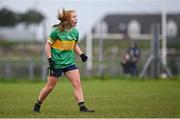 24 March 2024; Muireann Devaney of Leitrim celebrates during the Lidl LGFA National League Division 4 semi-final match between Leitrim and Limerick at Pádraig Pearses GAA Club in Roscommon. Photo by Seb Daly/Sportsfile