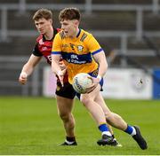 24 March 2024; Cormac Murray of Clare in action against  Down during the Allianz Football League Division 3 match between Down and Clare at Páirc Esler in Newry, Down. Photo by Matt Browne/Sportsfile