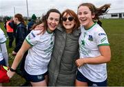 24 March 2024; Limerick players Grace Lee, left, and Yvonne Lee celebrate after the Lidl LGFA National League Division 4 semi-final match between Leitrim and Limerick at Pádraig Pearses GAA Club in Roscommon. Photo by Seb Daly/Sportsfile