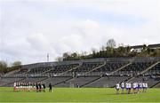 24 March 2024; Players and officials stand for Amhrán na bhFiann before the Allianz Football League Division 1 match between Monaghan and Mayo at St Tiernach's Park in Clones, Monaghan. Photo by Ben McShane/Sportsfile