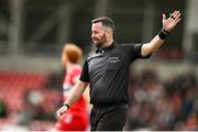 24 March 2024; Referee David Gough during the Allianz Football League Division 1 match between Derry and Roscommon at Celtic Park in Derry. Photo by Ramsey Cardy/Sportsfile