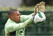 25 March 2024; Goalkeeper Gavin Bazunu during a Republic of Ireland training session at FAI National Training Centre in Abbotstown, Dublin. Photo by Stephen McCarthy/Sportsfile