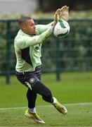 25 March 2024; Goalkeeper Gavin Bazunu during a Republic of Ireland training session at FAI National Training Centre in Abbotstown, Dublin. Photo by Stephen McCarthy/Sportsfile