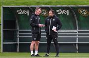 25 March 2024; Assistant coach Glenn Whelan, left, and analyst Stephen Rice during a Republic of Ireland training session at FAI National Training Centre in Abbotstown, Dublin. Photo by Stephen McCarthy/Sportsfile