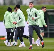 25 March 2024; Jason Knight during a Republic of Ireland training session at FAI National Training Centre in Abbotstown, Dublin. Photo by Stephen McCarthy/Sportsfile