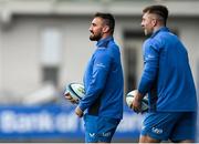 25 March 2024; Rónan Kelleher, left, during Leinster rugby squad training at Energia Park in Dublin. Photo by Sam Barnes/Sportsfile