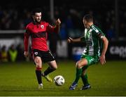 25 March 2024; Adam Wixte of Longford Town in action against Max Murphy of Bray Wanderers during the SSE Airtricity Men's First Division match between Bray Wanderers and Longford Town at Carlisle Grounds in Bray, Wicklow. Photo by David Fitzgerald/Sportsfile