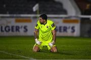 25 March 2024; Longford Town goalkeeper Jack Brady reacts after the SSE Airtricity Men's First Division match between Bray Wanderers and Longford Town at Carlisle Grounds in Bray, Wicklow. Photo by David Fitzgerald/Sportsfile