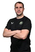 18 March 2024; Interim head coach John O'Shea poses for a portrait during a Republic of Ireland portrait session at Castleknock Hotel in Dublin. Photo by Harry Murphy/Sportsfile
