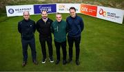 26 March 2024; In attendance during a media day, in advance of the OFX Irish Legends tournament, are, from left, Curt Brooker, OFX; David Byrne, Head of Commercial Finance, OFX; Legends Tour ambassador Paul McGinley; and Alex Edwards, Head of Corporate Clients UK & Europe, OFX. The tournament will take place at Seapoint Golf Links in Termonfeckin, Louth, from 19 - 22 June. Photo by Ramsey Cardy/Sportsfile