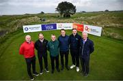 26 March 2024; In attendance during a media day, in advance of the OFX Irish Legends tournament, is Martin Donnelly, Product Sales & Distrbution Manager, Fáilte Ireland; David Byrne, Head of Commercial Finance, OFX; Legends Tour Ambassador Paul McGinley; Alex Edwards, Head of Corporate Clients UK & Europe, OFX; Keith Mitchell, Chief Marketing Officer Legends Tour; and Tournament co-host Roddy Carr. The tournament will take place at Seapoint Golf Links in Termonfeckin, Louth, from 19 - 22 June. Photo by Ramsey Cardy/Sportsfile
