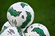 26 March 2024; A general view of an Umbro match ball before the international friendly match between Republic of Ireland and Switzerland at the Aviva Stadium in Dublin. Photo by Ben McShane/Sportsfile