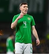 26 March 2024; Dara O'Shea of Republic of Ireland during the international friendly match between Republic of Ireland and Switzerland at the Aviva Stadium in Dublin. Photo by Tyler Miller/Sportsfile