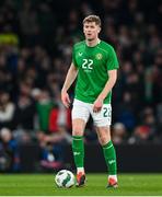 26 March 2024; Nathan Collins of Republic of Ireland during the international friendly match between Republic of Ireland and Switzerland at the Aviva Stadium in Dublin. Photo by Stephen McCarthy/Sportsfile