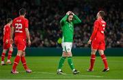 26 March 2024; Mikey Johnston of Republic of Ireland reacts during the international friendly match between Republic of Ireland and Switzerland at the Aviva Stadium in Dublin. Photo by Stephen McCarthy/Sportsfile