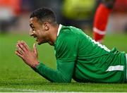 26 March 2024; Adam Idah of Republic of Ireland reacts during the international friendly match between Republic of Ireland and Switzerland at the Aviva Stadium in Dublin. Photo by Ben McShane/Sportsfile