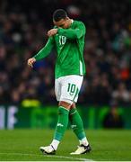 26 March 2024; Adam Idah of Republic of Ireland reacts during the international friendly match between Republic of Ireland and Switzerland at the Aviva Stadium in Dublin. Photo by Tyler Miller/Sportsfile