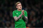 26 March 2024; Sammie Szmodics of Republic of Ireland leaves the pitch upon being substituted during the international friendly match between Republic of Ireland and Switzerland at the Aviva Stadium in Dublin. Photo by Stephen McCarthy/Sportsfile
