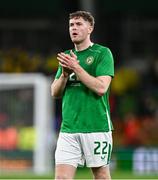 26 March 2024; Nathan Collins of Republic of Ireland after the international friendly match between Republic of Ireland and Switzerland at the Aviva Stadium in Dublin. Photo by Ben McShane/Sportsfile