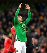 26 March 2024; Adam Idah of Republic of Ireland reacts during the international friendly match between Republic of Ireland and Switzerland at the Aviva Stadium in Dublin. Photo by Stephen McCarthy/Sportsfile