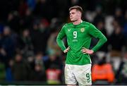 26 March 2024; Evan Ferguson of Republic of Ireland after the international friendly match between Republic of Ireland and Switzerland at the Aviva Stadium in Dublin. Photo by Stephen McCarthy/Sportsfile