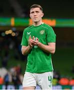 26 March 2024; Dara O'Shea of Republic of Ireland after the international friendly match between Republic of Ireland and Switzerland at the Aviva Stadium in Dublin. Photo by Stephen McCarthy/Sportsfile