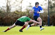 27 March 2024; Daniel Gill of North Midlands is tackled by Barry Furlong of South East during the BearingPoint Shane Horgan Cup Round 5 match between South East and North Midlands at Carlow Institute of Technology in Carlow. Photo by Tyler Miller/Sportsfile