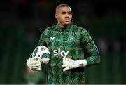 26 March 2024; Republic of Ireland goalkeeper Gavin Bazunu before the international friendly match between Republic of Ireland and Switzerland at the Aviva Stadium in Dublin. Photo by Stephen McCarthy/Sportsfile