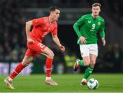 26 March 2024; Vincent Sierro of Switzerland during the international friendly match between Republic of Ireland and Switzerland at the Aviva Stadium in Dublin. Photo by Stephen McCarthy/Sportsfile
