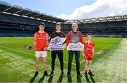 27 March 2024; In attendance, from left, Knockbridge hurler Cormac Ludon, Louth hurler Paddy Lynch, Knockbridge U14 selector and manager Declan Fehily and Knockbridge youth hurler Cian Fehily during the Táin Óg & Cúchulainn Launch at Croke Park in Dublin. Photo by Ben McShane/Sportsfile