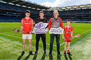 27 March 2024; In attendance, from left, Knockbridge hurler Cormac Ludon, Louth hurler Paddy Lynch, Knockbridge U14 selector and manager Declan Fehily and Knockbridge youth hurler Cian Fehily during the Táin Óg & Cúchulainn Launch at Croke Park in Dublin. Photo by Ben McShane/Sportsfile