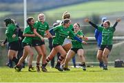 27 March 2024; The South East team celebrate after their side's victory in the BearingPoint Sarah Robinson Cup Round 5 match between South East and North Midlands at Carlow Institute of Technology in Carlow. Photo by Tyler Miller/Sportsfile