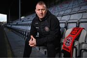 27 March 2024; Newly appointed manager Alan Reynolds sits for a portrait during a Bohemians media conference at Dalymount Park in Dublin. Photo by Seb Daly/Sportsfile