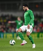 26 March 2024; Andrew Omobamidele of Republic of Ireland during the international friendly match between Republic of Ireland and Switzerland at the Aviva Stadium in Dublin. Photo by Ben McShane/Sportsfile