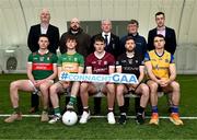 27 March 2024; Back row, from left, Jeff Nolan of Supervalu, Jason McGoldrick of Supervalu, Connacht GAA president, Connacht GAA chief executive officer John Prenty Ronan Cassidy of Allianz and back row, from left, and front row, Mayo footballer Diarmuid O'Connor, Leitrim footballer Jack Casey, Galway footballer John Daly, Keelan Cawley of Sligo and Conor Hussey of Roscommon during the launch of the Connacht GAA Football Championship at Connacht GAA Centre of Excellence in Bekan, Mayo. Photo by Piaras Ó Mídheach/Sportsfile