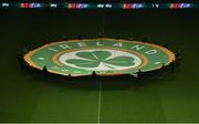 26 March 2024; A general view of a centre circle banner before the international friendly match between Republic of Ireland and Switzerland at the Aviva Stadium in Dublin.  Photo by Michael P Ryan/Sportsfile